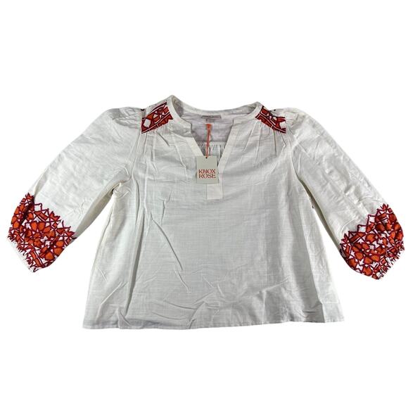 Knox Rose Shirt Womens Medium White Aztec Boho Flowy Long Tunic Plus Size NWT - Picture 1 of 11
